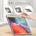 thumbnail image 6 of Dteck iPad Pro 12.9 2022 Case with Built-in Screen Protector, iPad Pro 12.9 6th/5th/4th/3rd Gen Case, Heavy Shockproof Rotatable Kickstand Cover with Hand/Shoulder Strap, Gray+Beige, 6 of 8