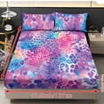 thumbnail image 2 of COEQINE Sheet Full Size Set 3 Pieces, Includes Bedding Sheets & Pillowcases, All Around Elastic Fitted Deep Pocket All Season for Women, Men, Pink Purple Leopard Print, 2 of 5