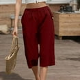 thumbnail image 7 of XuJwPNcy Women's Capri Pants Summer Loose Wide Leg Elastic High Waist Cropped Trousers with Pockets Lounge Capris, 7 of 7