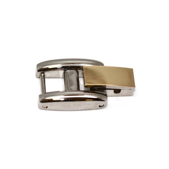 TWO TONE STAINLESS STEEL FOLD OVER CLASP WOMENS WATCH BRACELET EXTENDER LINK
