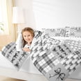 thumbnail image 4 of Homewish Grey Chic Ribbon Full Size Comforter Sets for Teens, Princess Bow-tie Bedding Comforter Set, Modern Fashion Checkered Plaid Reversible Bedding Sets, Ultra Soft Bedroom Decor, 3 Pieces, 4 of 8