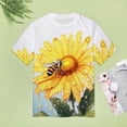 thumbnail image 5 of Bee And Flowers T-Shirt O Neck Retro Print Big Size T-Shirts Short Sleeve Tees Womens Pretty Design, 5 of 5