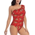 thumbnail image 3 of Rateoe Christmas With Cute Deer Pattern Women One Piece Swimsuits Tummy Control One Shoulder Bathing Suits Ruffle Swimwear-X-Large, 3 of 6