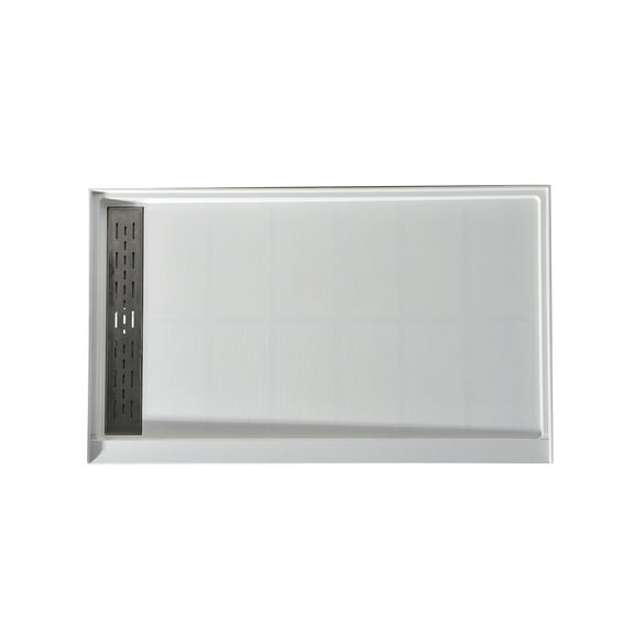 Alexander 60 in. L x 36 in. W Alcove Shower Pan Base with Left Drain in Glossy White Marine Acrylic