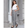 thumbnail image 3 of DARING DIVA Women's Plaid Vintage Wide Leg Trousers for Work Medium Black White, 3 of 7