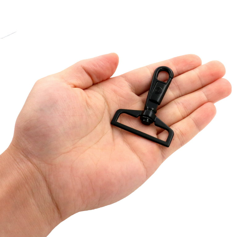 Fenggtonqii 1.5 inch Swivel Trigger U-Sleeve Bolt Snap Hook Lobster Claw Clasp Spring Loaded Clip, Bow-Shape-Ring Ended, Black - Pack of 10