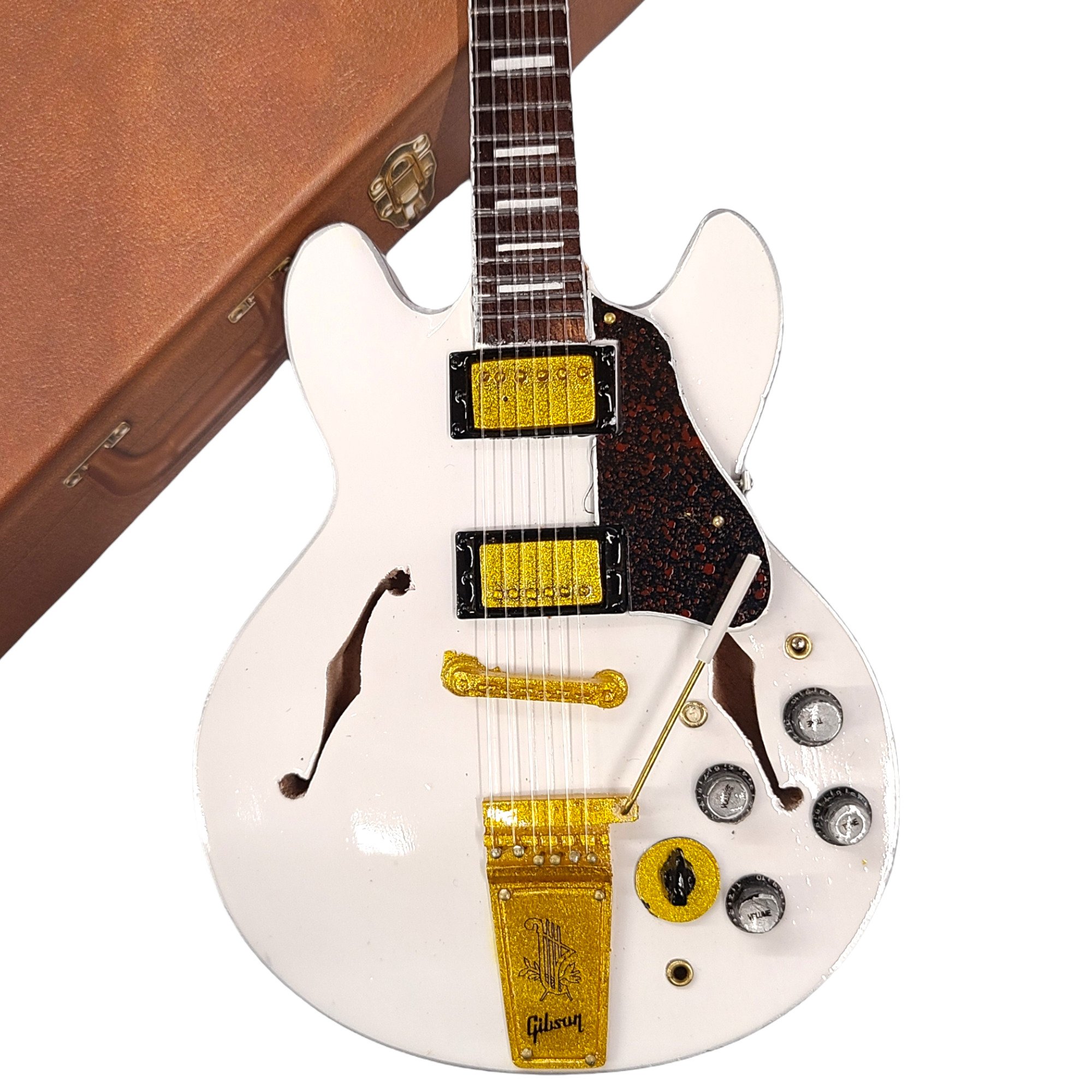 Alex Lifeson Gibson ES-355 Alpine White 10 Inch Miniature Guitar Replica