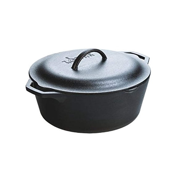 Horno holandés de hierro fundido Lodge de 7 cuartos de galón: fabricado en EE. UU., precurado, libre de PFAS y no tóxico, tratado térmicamente, compatible con inducción, tapa autoadhesiva, olla multiu