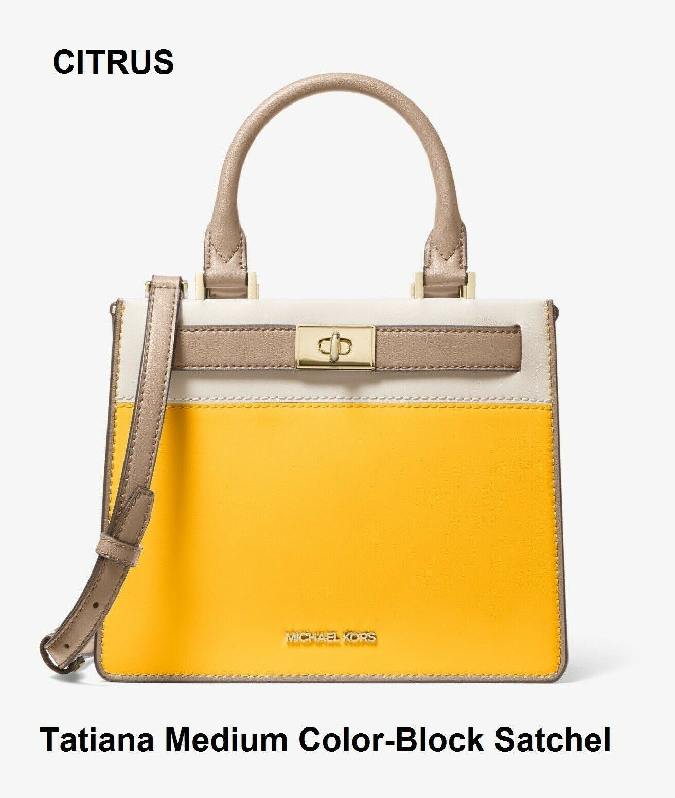 Michael Kors Tatiana Medium Color-Block Satchel Crossbody Bags, Citrus -  