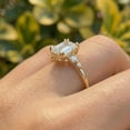 thumbnail image 6 of vylahjewellery Double Prongs Emerald Diamond Engagement Ring with Moissanite Side Stone Wedding Ring 14K Vermeil Yellow Gold Women Luxury Anniversary Rings for Women, 6 of 9