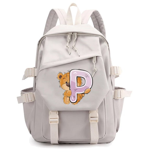 26 English Letters Backpack Student Girls School Backpack Bookbag Cosplay Canvas Children Kid Travel Bag Back To School