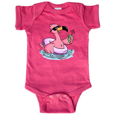 

Inktastic Flamingo with Sunglasses Pool Float and Drink Gift Baby Boy or Baby Girl Bodysuit