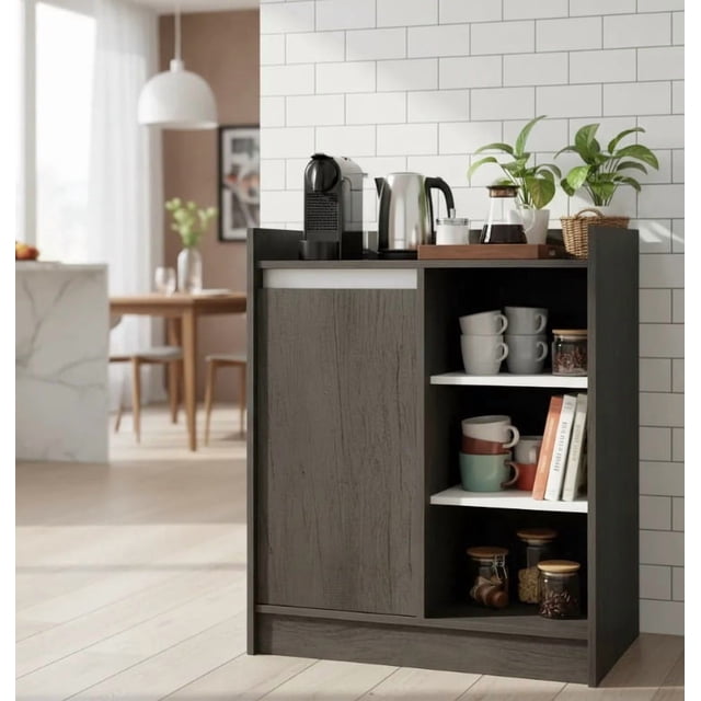 Gabinete Inferior Estación de Café Multiusos, Mesa Auxiliar con Puertas y Amplio Almacenamiento, Diseño Moderno
