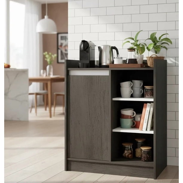 Gabinete Inferior Estación de Café Multiusos, Mesa Auxiliar con Puertas y Amplio Almacenamiento, Diseño Moderno