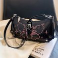 thumbnail image 1 of Bolso de mano para mujer, Bolso para axilas de PU con mariposa, Bolso de compras para chica picante (negro), 1 of 7