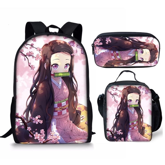 3 Piece Graphic Print Backpack Set with Utility Carry Bag and Zippered Organizer Pouch, Lightweight Multi Pocket Travel Daypack