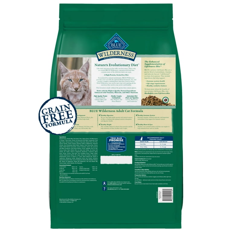 Blue Buffalo Wilderness Grain Free Duck Recipe Dry Cat Food 11lb