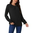 thumbnail image 4 of INSPIRE CHIC Women's Crew Neck Long Sleeve Smocked Cuff Simple Casual Tops Fall Winter Fashion T Shirt, 4 of 5