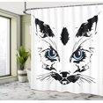 thumbnail image 5 of Ambesonne Animal Shower Curtain, Big Cat Face Pet Sketchy, 69"Wx75"L, Sky Blue White and Black, 5 of 5