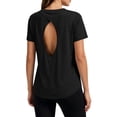 thumbnail image 2 of Inverlee Womens Open Back Athletic T-Shirts Short Sleeve Crewneck Workout Tops Breathable Moisture-Wicking Fabric Tees Gym Running Yoga Activewear Black L, 2 of 9