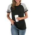 thumbnail image 5 of KingShop Womens T-shirts Short Sleeve Summer Tops Color Block Shirts Crew Neck T Shirt Top T-Shirt, 5 of 7