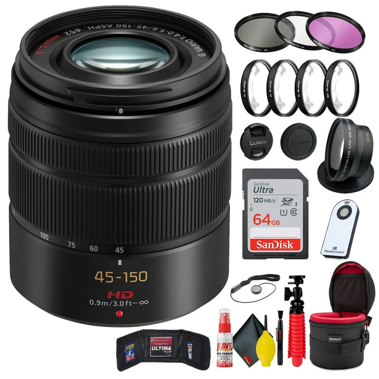 Panasonic Lumix G Vario 45-150mm f/4-5.6 ASPH Mega O.I.S Lens +
