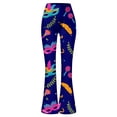 thumbnail image 3 of Pantalons Évasés Taille Haute pour Femmes Mardi Violet Vert Jaune (3), 3 of 4