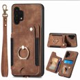 thumbnail image 4 of Nalacover For Samsung A32 5G Case Ring Holder Kickstand with Credit Card Holder, Back Flip Premium Leather Magnetic Clasp Removable Wirst Hand Strap Cover for Samsung Galaxy A32 5G, Brown, 4 of 15