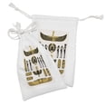 thumbnail image 2 of Egyptian Print Fabric Pouch Set of 2, Old Historical Egyptian Myth Mummy Sun Art Illustration, Small Drawstring Bag for Toiletries Masks and Favors, 9" x 6", Yellow Black, by Ambesonne, 2 of 2