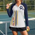 thumbnail image 3 of Jeiento Women's Golf Shirts, Moisture Wicking Paw Flag Athletic Tops, Long Sleeve V Neck Sun Protection Apparel for Daily Sports, 3 of 7
