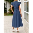 thumbnail image 3 of Vestido ZESICA 2025 para verano, bohemio, con botones, cuello en V, cuello en V, azul marino, mujer, 3 of 8