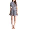thumbnail image 2 of INSPIRE CHIC Women's Elegant Short Sleeve Floral Summer Above the Knee Dress, 2 of 7