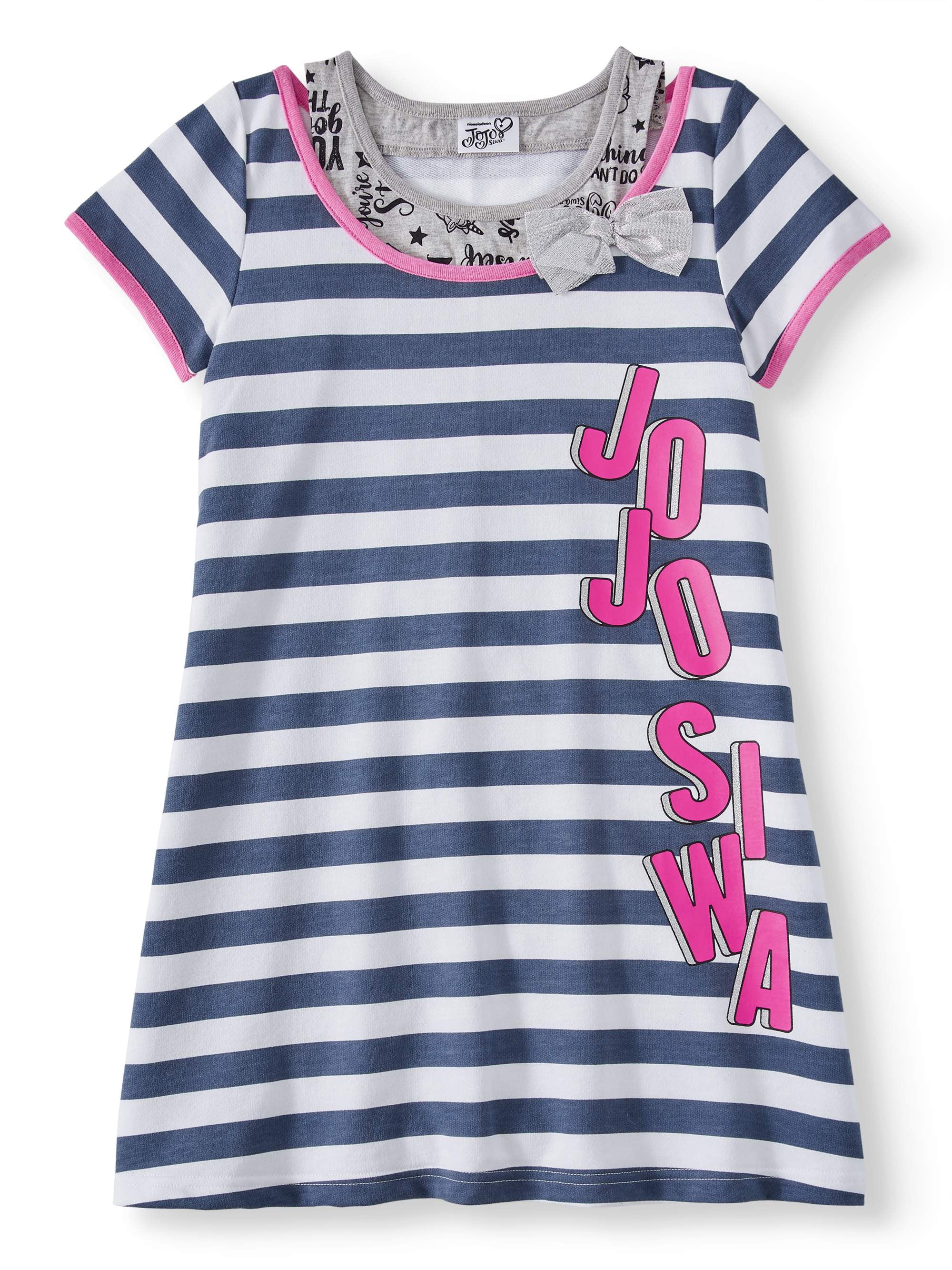 Jojo Siwa Striped 2-Fer French Terry Dress (Little Girls & Big Girls