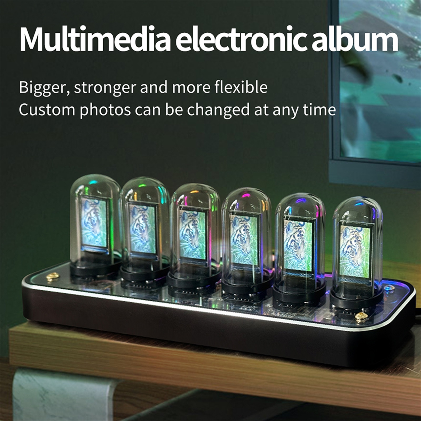 Photo Display Gesture Control Creative Desk Decoration Gifts Tube Clock Kit Digital Calendar Stopwatch Time