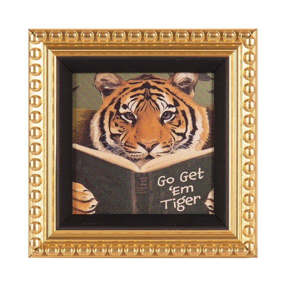 DesignOvation Go Get 'Em Tiger 4" x 4" Magnetic Mini Art Print by The Creative Bunch Studio