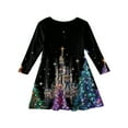 thumbnail image 3 of Girls' Long Sleeve Princess Dress - Fall Winter Heart Printed Christmas Dress A-Line T-Shirt Dress, 3 of 4