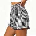 thumbnail image 6 of Yievot Womens Plaid Shorts Gingham Elastic Waist Ruffle Hem Summer Casual Vacation Lounge Shorts with Pockets, 6 of 6