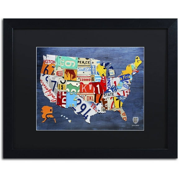 Trademark Fine Art 'USA Map' Canvas Art by Design Turnpike, Black Matte, Black Frame