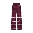 thumbnail image 5 of Scyoekwg Capris Pants for Women Cotton Linen Shorts Elastic Waisted Drawstring Straight Wide Leg Trousers Pants Ladies Capris Summer Casual Comfy Loose Striped Print Trendy Pants (Wine,XL), 5 of 5