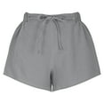 thumbnail image 5 of RYRJJ Linen Shorts for Women Summer Dressy Casual Drawstring Wide Leg Shorts Trendy Lounge Lightweight Short Pants with Pockets(Gray,S), 5 of 7