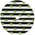 thumbnail image 1 of FMSHPON Green Clover Stripes Xmas Christmas Tree Skirt Stand Mat for Holiday Party Decoration Indoor Outdoor 36 inches, 1 of 6