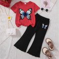 thumbnail image 2 of Kid Toddler Girl Clothes Outfits Short Sleeve Butterfly Top Flared Leg Pants Summer Clothing Set 3-4 Years, 2 of 4