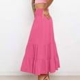 thumbnail image 5 of Womens Skirt Summer Solid Color Pleated Elastic Waist Casual Skirt Hot Pink L, 5 of 6