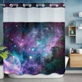 thumbnail image 2 of Cosmic Stars No Hook Shower Curtain with Snap in Liner Purple Pink Starry Sky Gradual Abstract Waterproof Bathroom Shower Curtain with See Through Top Window for Bathtub 72" x 78", 2 of 9