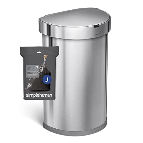  simplehuman Code J Custom Fit Drawstring Trash Bags in  Dispenser Packs, 60 Count, 30-45 Liter / 8-12 Gallon, White : Health &  Household
