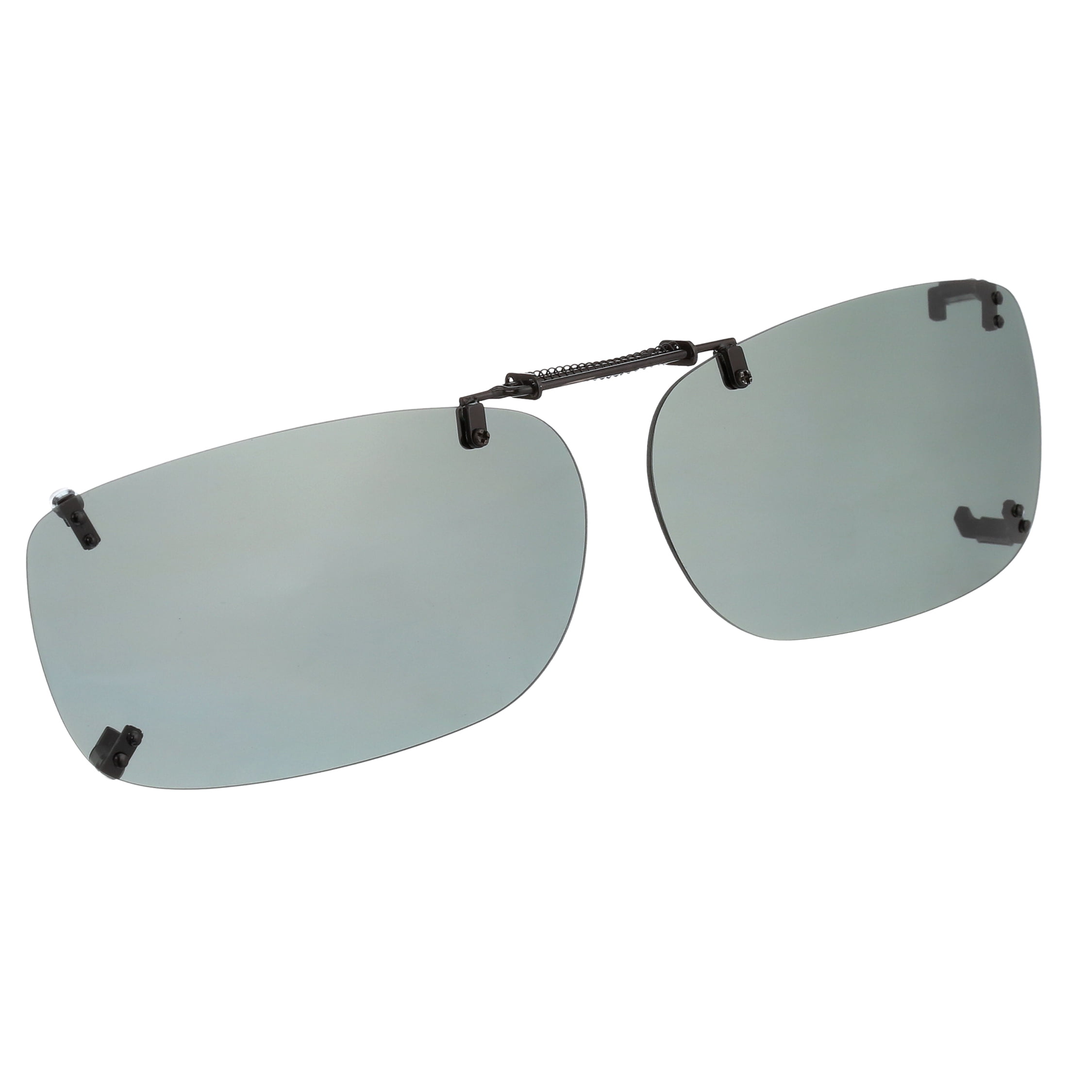 Polar Optics Unisex Rectangle Plastic Clip Ons Sunglasses Gray