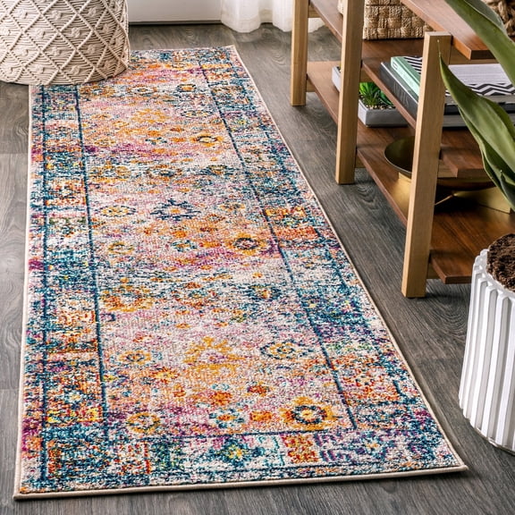 JONATHAN Y BOHEMIAN FLAIR 2 x 8 Runner Rug, Vintage Medallion - Cream/Navy, BMF103A-28