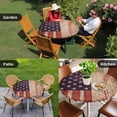 thumbnail image 4 of American Flag Vintage Round Tablecloth for 36-44 Inch Tables, Fitted Table Cover with Elastic Edge, Farmhouse Baseball Blue Red Waterproof Outdoor Table Cloth Protector for Patio Garden Dinner Picnic, 4 of 9