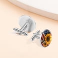 thumbnail image 7 of PhooArto Men's Classic Stainless Steel, Bees Sunflower American Flag Cufflinks Business Wedding Shirts, Silver, 7 of 7