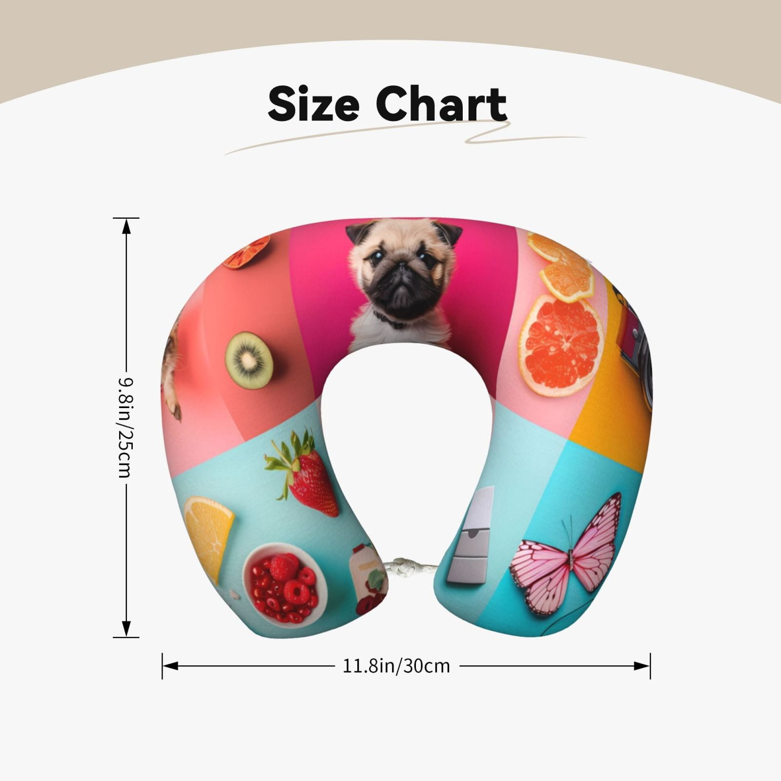 Xecao Colorful Dog Cat Collage Print Memory Foam Cervical Neck Pillow Versatile U-Shaped Pillows for Home,Office,Camping,Travelling,Soft Washable Cover